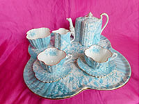 Wileman tea for two sey in pale blue Dolly Varden pattern